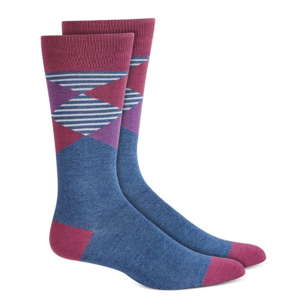 ALFATECH BY ALFANI Mens Blue Printed Dress Ankle Socks 7-12